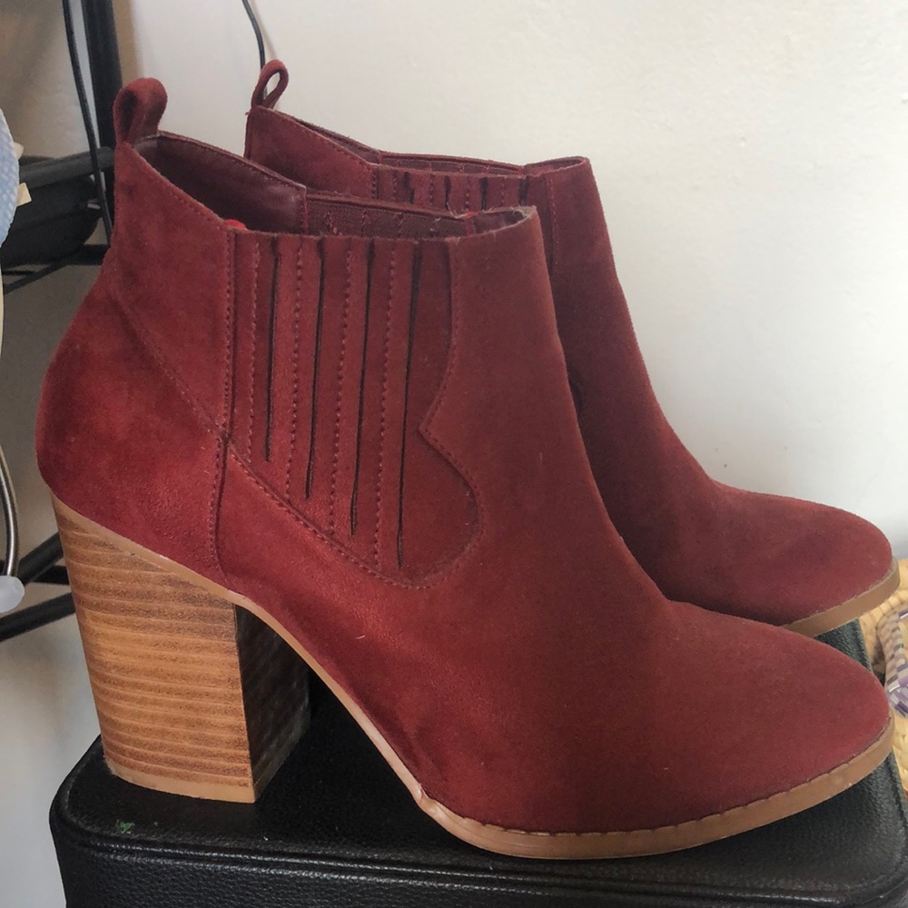 Red F21 Booties, US Size 7.5 UK 5.5